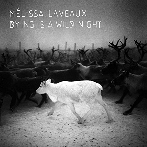 "Album cover featuring a white reindeer surrounded by dark reindeer in a snowy landscape."