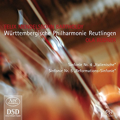 CD cover for Mendelssohn symphonies, featuring a blurred string instrument.