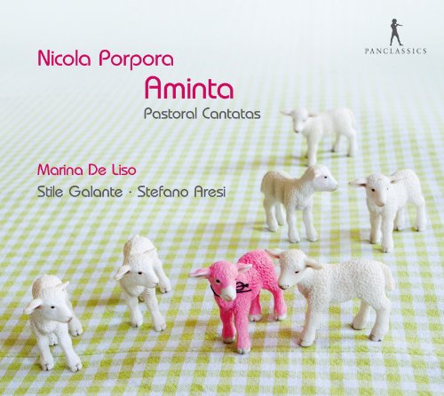 "CD cover with toy sheep on a green and white checkered background."