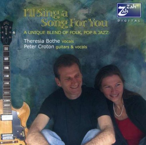 CD cover featuring a man and woman with a guitar, blue-green background.