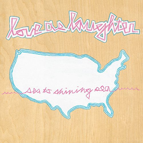 CD cover with pink lettering, a blue US outline, and wavy line.