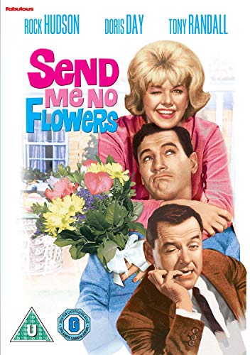 DVD cover for "Send Me No Flowers" featuring three main actors.