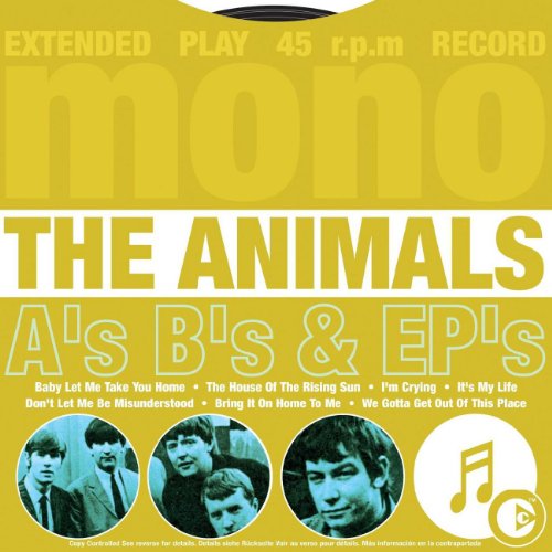 Yellow CD cover with "The Animals" title and band member portraits.