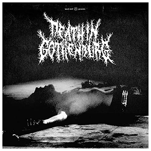 Black and white vinyl album cover with distorted text and a figure.