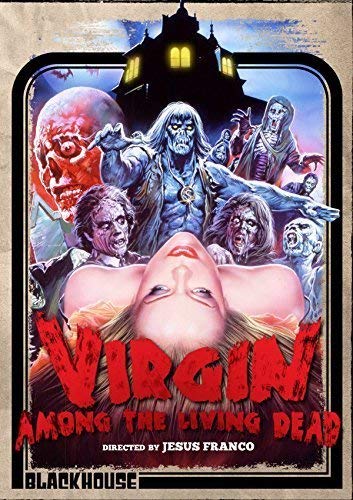 DVD cover art featuring a woman surrounded by zombies and a haunted house.