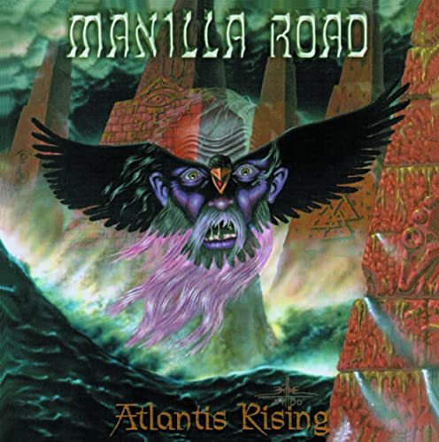Manilla Road album cover: a winged, monstrous face over ruins.