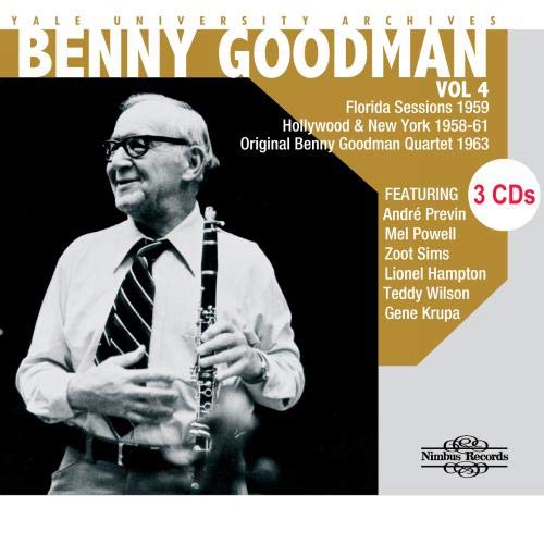 Benny Goodman CD cover featuring a black-and-white photo of Benny Goodman holding a clarinet.