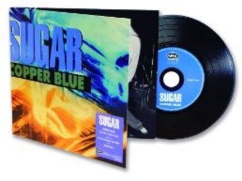 Album cover for "Sugar - Copper Blue" with blue and gold abstract background.