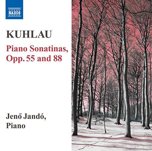 CD cover for Kuhlau Piano Sonatinas by Jenő Jandó, wintry trees.