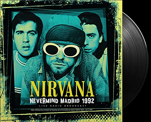 Nirvana’s “Nevermind Madrid 1992” vinyl record cover featuring the band members.