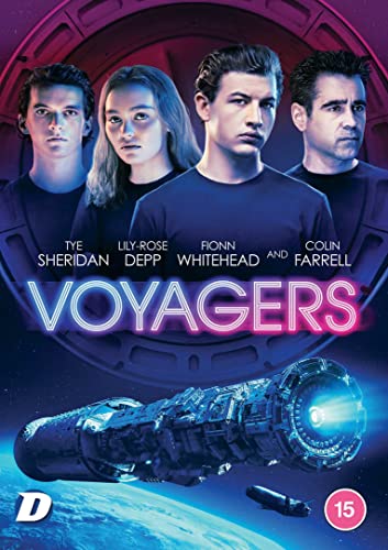 DVD cover for "Voyagers" featuring four actors and a spaceship.