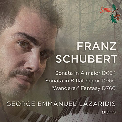 CD cover with pianist George Emmanuel Lazaridis and Franz Schubert's sonatas listed.
