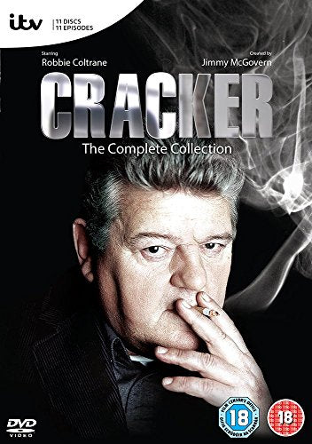 "Cracker DVD cover featuring a man smoking, with title 'Cracker' and 'The Complete Collection'."