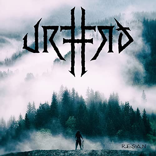CD cover for Urferd’s “Resan” featuring a lone figure in a misty forest.