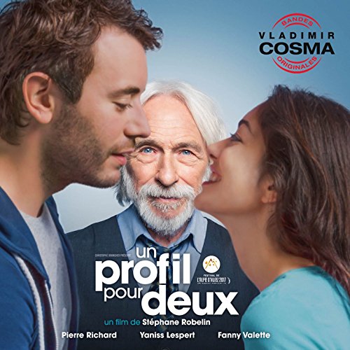 "Movie cover with man, older man, and woman, titled 'un profil pour deux'."