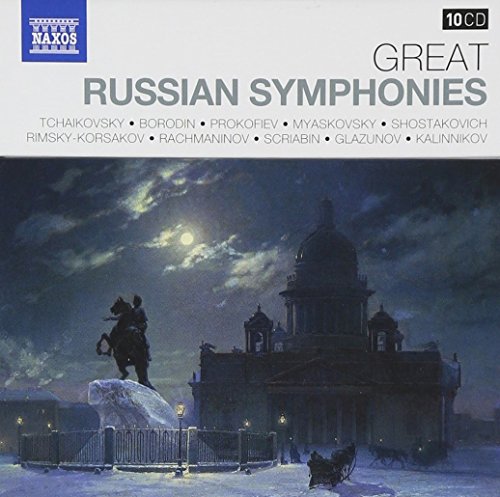 Naxos 10-CD box set cover featuring a moonlit painting of a Russian city square.