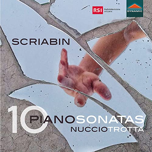 CD cover: Scriabin’s "10 Piano Sonatas" by Nuccio Trotta, abstract image.