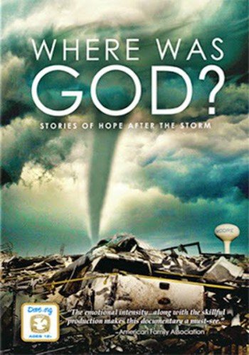 DVD cover for “Where Was God?” depicts a tornado over debris.