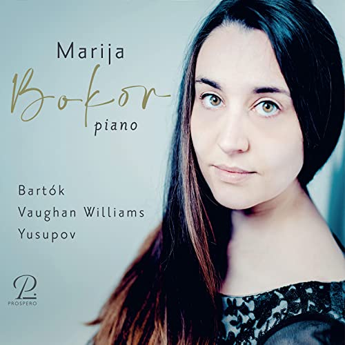 CD cover featuring pianist Marija Bokor with light blue background.