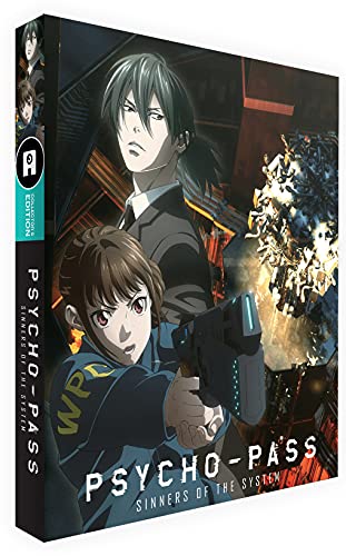 Blu-ray cover for "Psycho-Pass: Sinners Of System" featuring two anime characters.