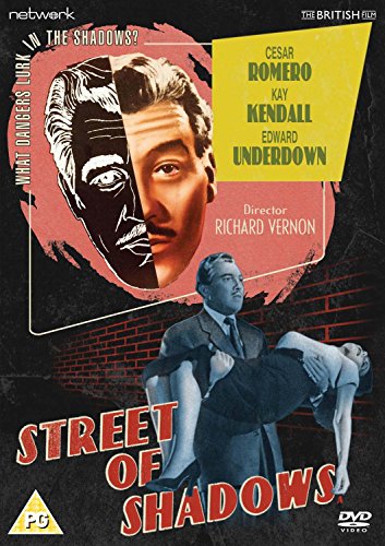 DVD cover for “Street of Shadows” featuring a split-face portrait and a dramatic scene.