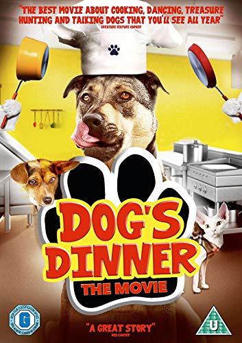 DVD cover for "Dog's Dinner" featuring a dog in a chef's hat.