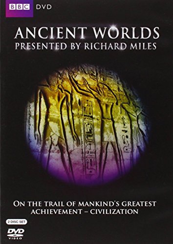 DVD cover for "Ancient Worlds" with Egyptian hieroglyphics on a black background.