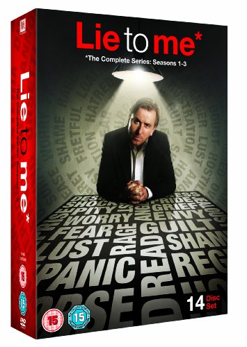 DVD cover for "Lie to Me" seasons 1-3, featuring Tim Roth.