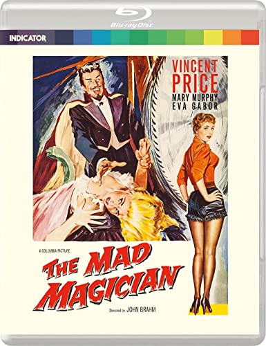 Blu-ray cover for "The Mad Magician" featuring Vincent Price and two women.