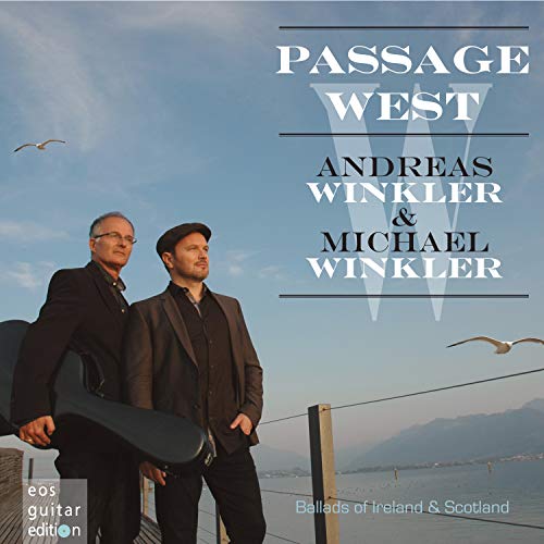 "Album cover featuring two men standing by a fence with a body of water."
