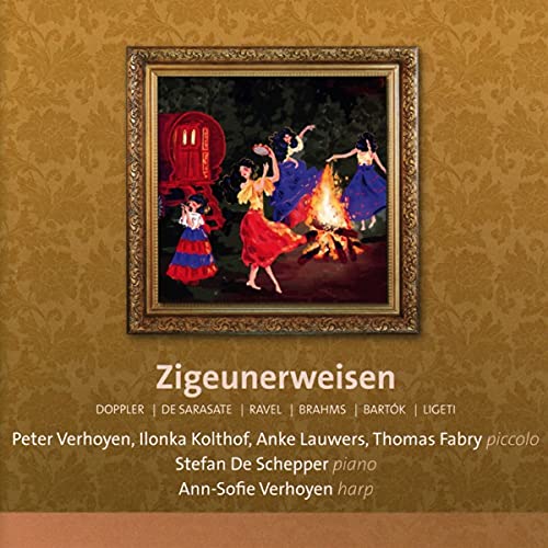 CD cover depicting a painting of people dancing around a campfire.