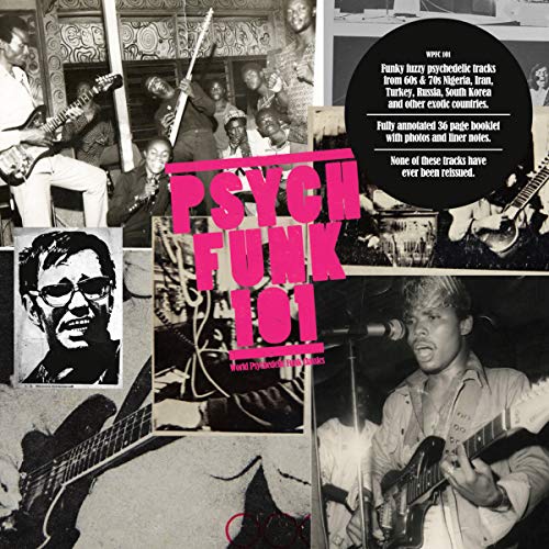 CD cover for “Psych-Funk 101,” collage of musicians and text.