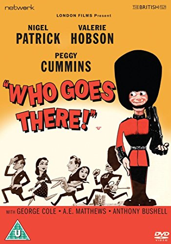 DVD cover for “Who Goes There!” featuring cartoon soldiers and people.