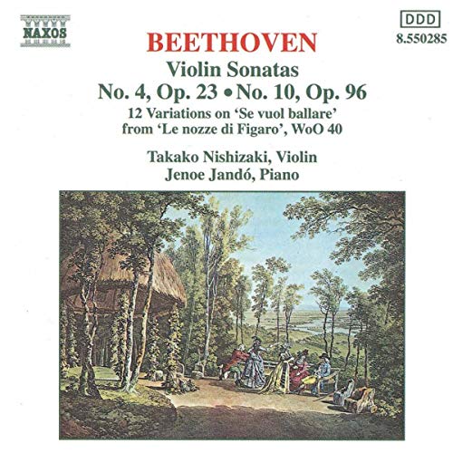 CD cover: Beethoven & Mozart compositions, landscape painting, musicians.