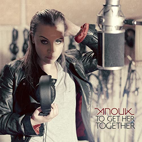 Woman with headphones in a recording studio, album cover for Anouk.