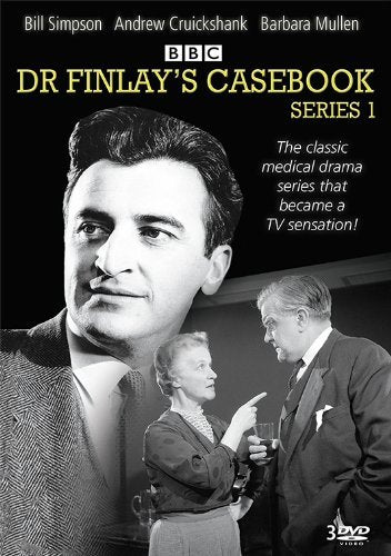 "Black and white DVD cover featuring a man and two people conversing."