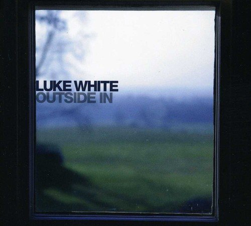 The image shows a CD cover with a blurred landscape through a window. alt text: "CD cover with 'Luke White Outside In' text and blurred landscape."