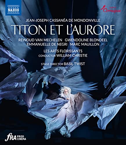 Blu-ray cover for opera "Titon et Laurore" featuring a bearded man with wings.
