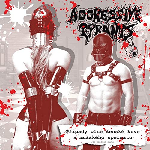 CD cover with two figures in BDSM gear against a blood-splattered background.