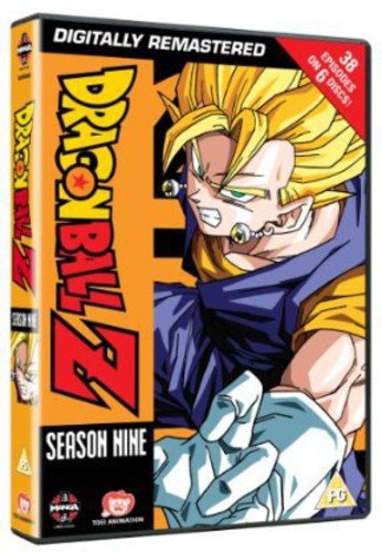 "DVD case for Dragonball Z Season 9 featuring a character with spiky blonde hair."