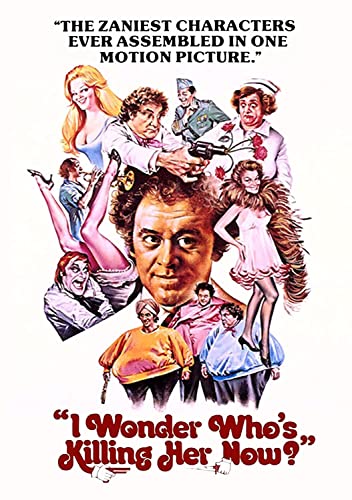 DVD cover for "I Wonder Who's Killing Her Now" with a crowded, colorful illustration.