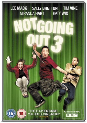 DVD cover for "Not Going Out 3" with three actors jumping against a green background.