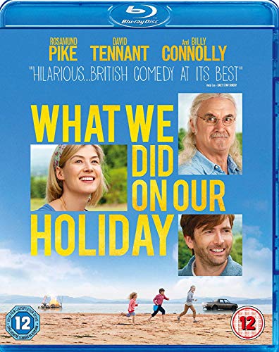 What We Did On Our Holiday" Blu-ray cover with cast photos and beach scene.