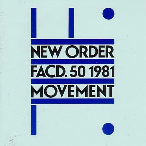 "Light blue album cover with 'New Order Movement' text in black and blue geometric design."