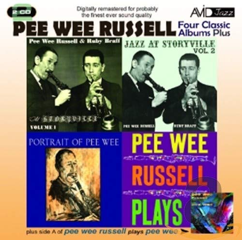 CD cover featuring jazz musician Pee Wee Russell in four album portraits.