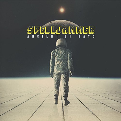 Spelljammer album cover: astronaut stands on a platform in space.