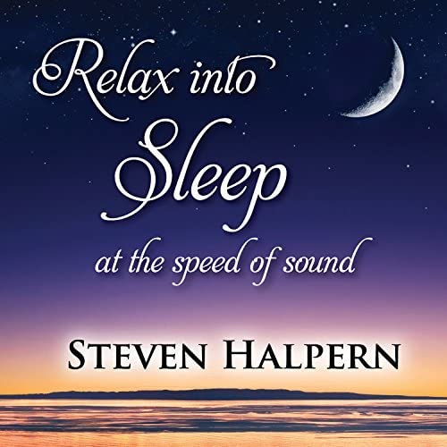 CD cover with text "Relax into Sleep" over a night sky and sea.