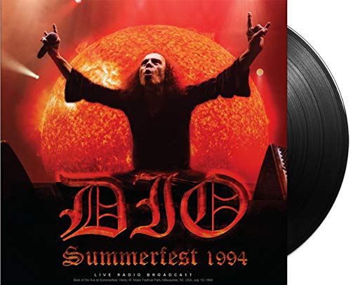Dio album cover with Ronnie James Dio and vinyl record side view.