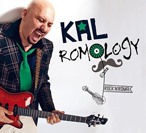 Album cover featuring a man playing a red guitar with "Kal Romology" text.