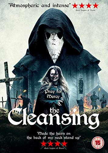 DVD cover for The Cleansing featuring a hooded plague doctor and a distressed woman.